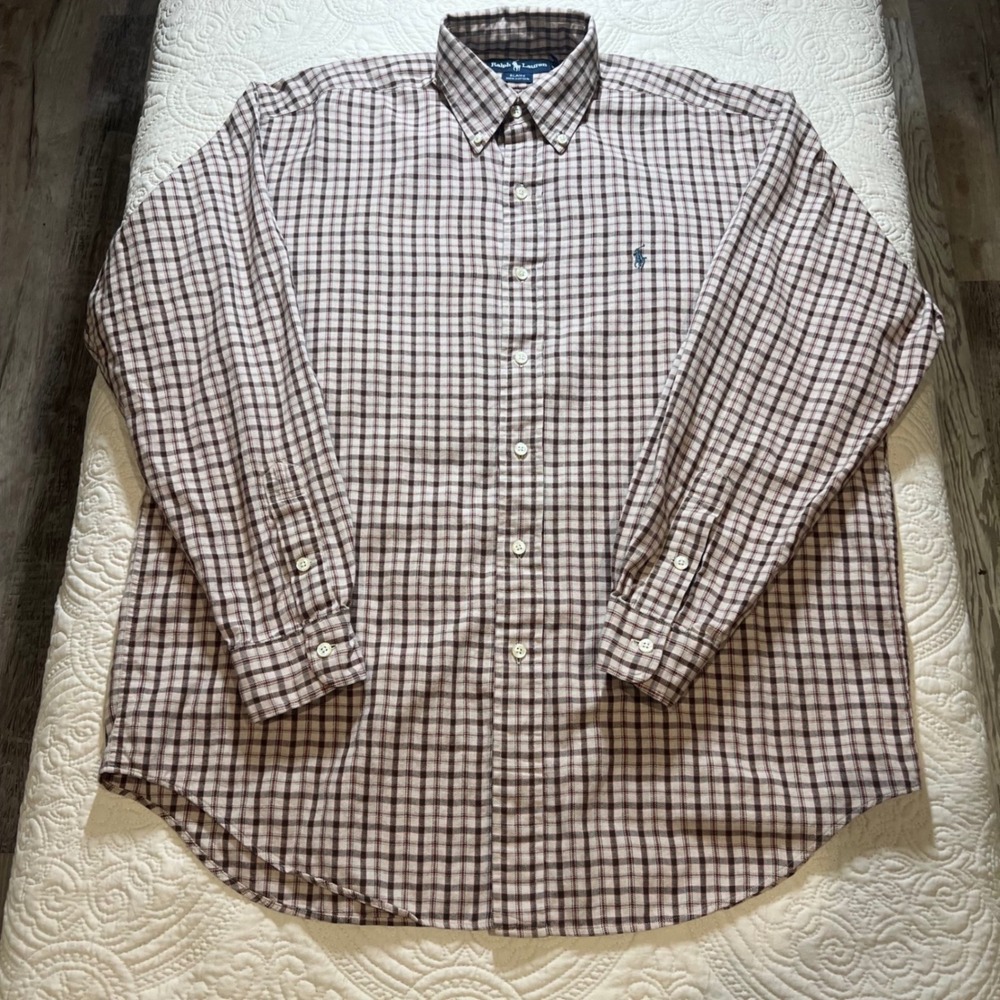 Ralph Lauren Mens Blaire Button Down Shirt Plaid L/S 100% Cotton Size M *FLAW - Picture 2 of 9